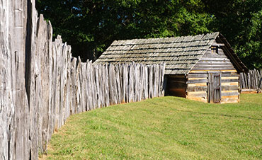 wooden fort interior at Ninety Six National Historic Site